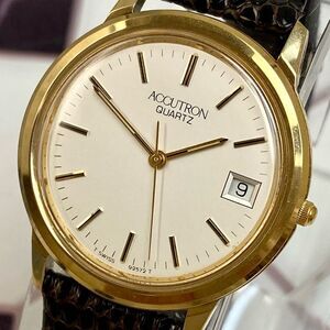 Vintage 1987 Bulova Accutron Swiss Quartz Men’s Unisex Dress Watch Lizard Strap